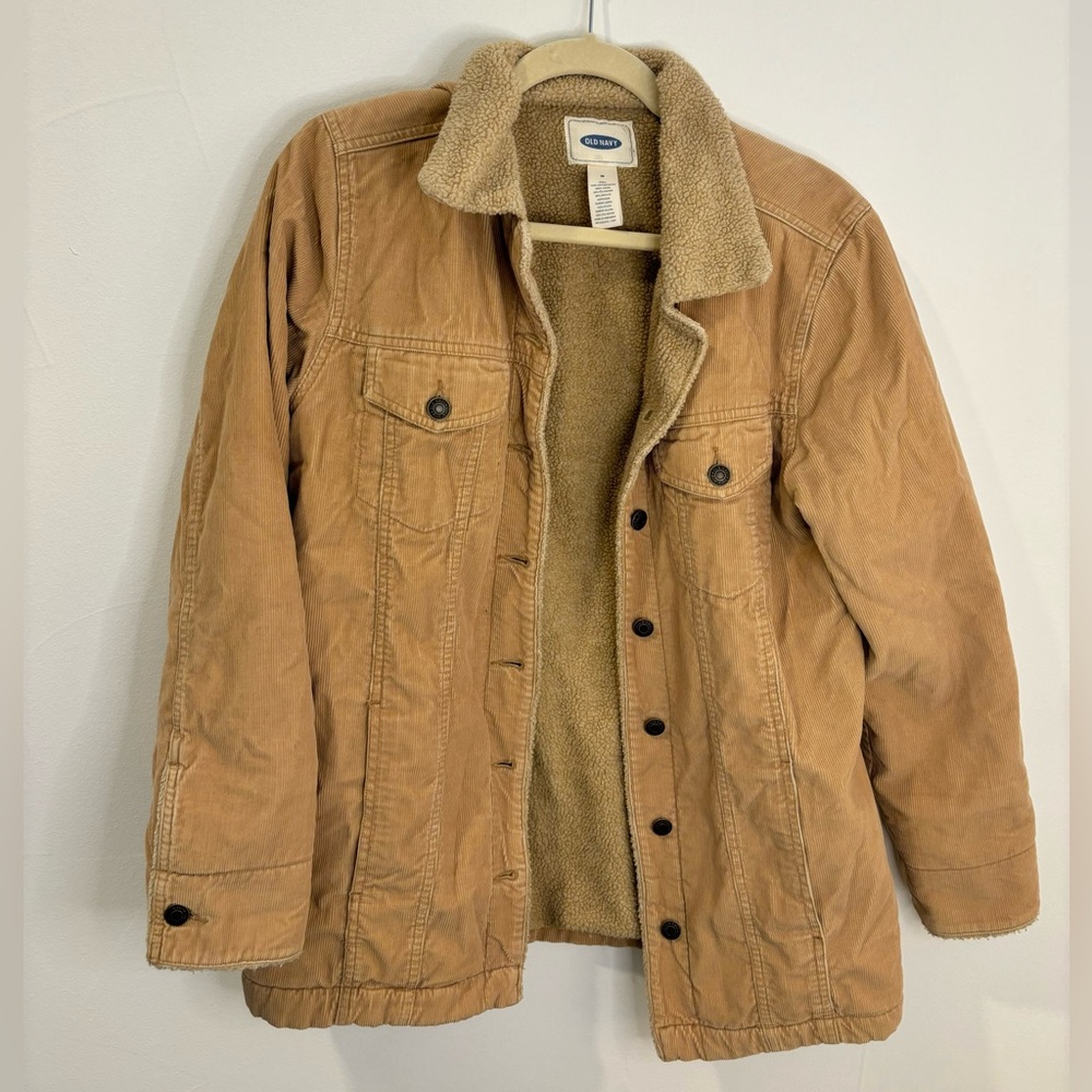 Old Navy Men’s Corduroy Fleece Lined Jacket in Khaki, Size M